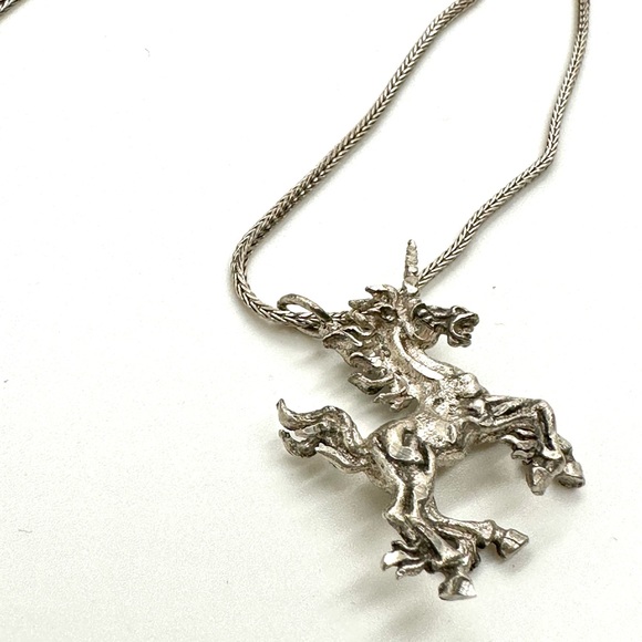 Sterling Silver Unicorn Pendant Necklace - Picture 10 of 16